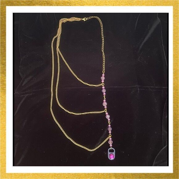 3/$20 Upcycled HAND CRAFTED Rhinestone CAN TAB Pendant NECKLACE Beaded - Picture 1 of 1